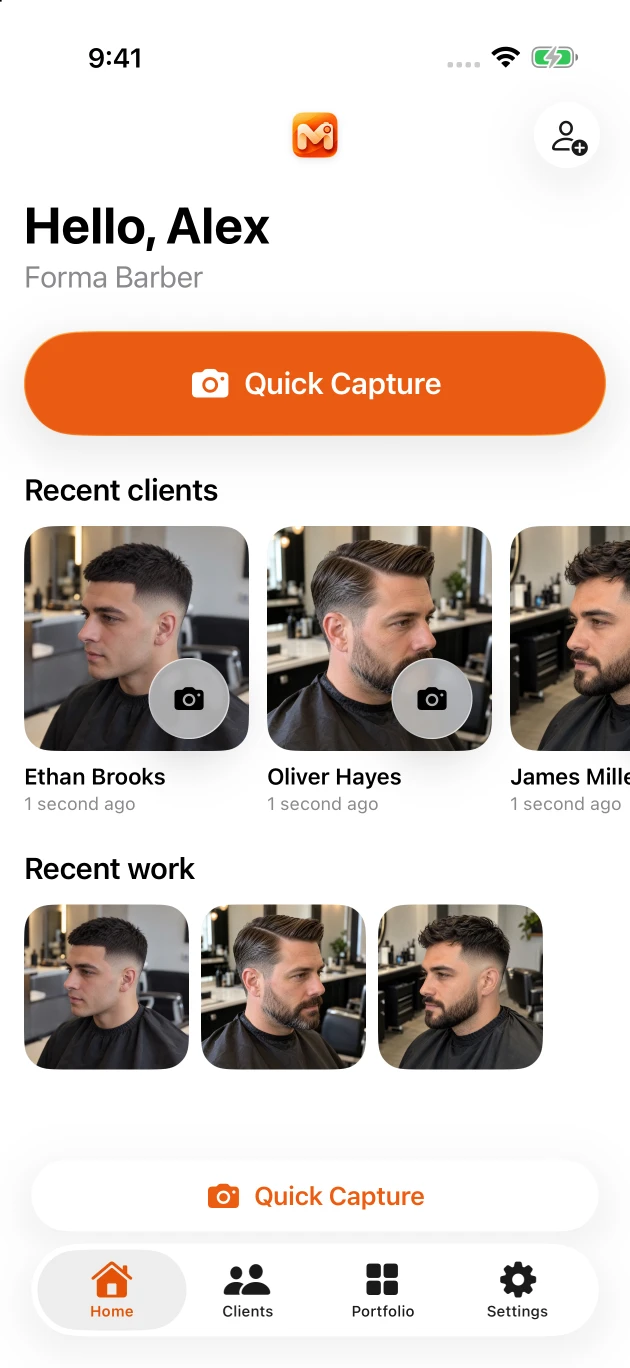 Barber — Actual app · AI-generated example content