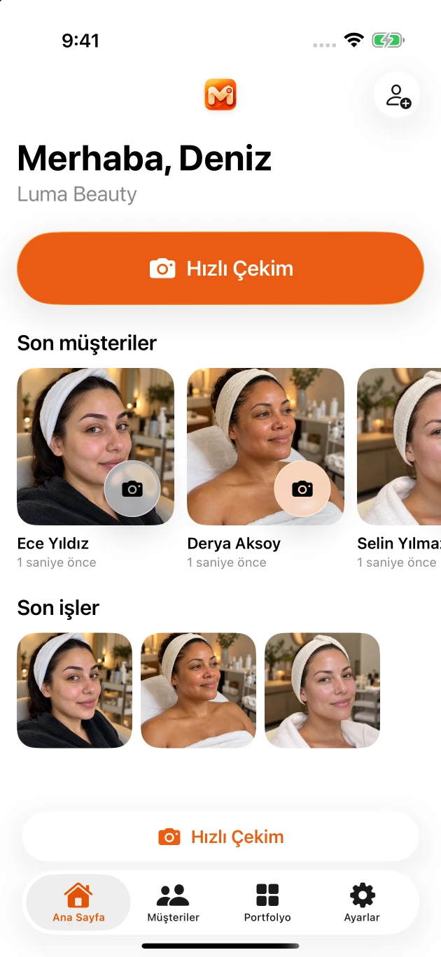 Güzellik merkezi — Gerçek uygulama · Yapay zekâyla oluşturulmuş örnek içerik